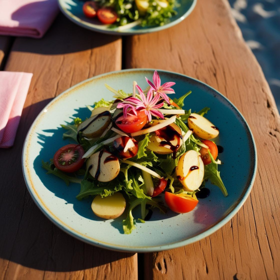 Salade printanière aux herbes et fleurs du jardin