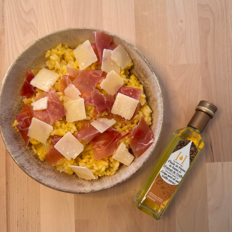 Risotto à l'huile de pépins de raisin à l'extrait de truffe