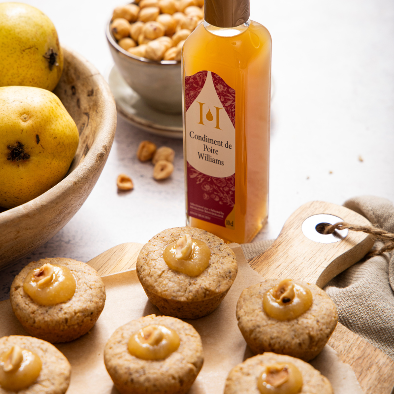 Mini-cookies à la noisette et gel de poires